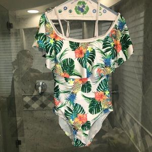 Tempt Me tropical off shoulder 1 piece swimsuit S